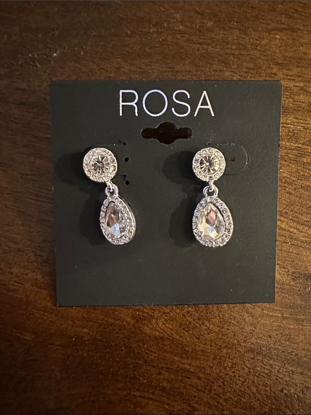 Rosa Silver Teardrop Crystal Dangle Earrings